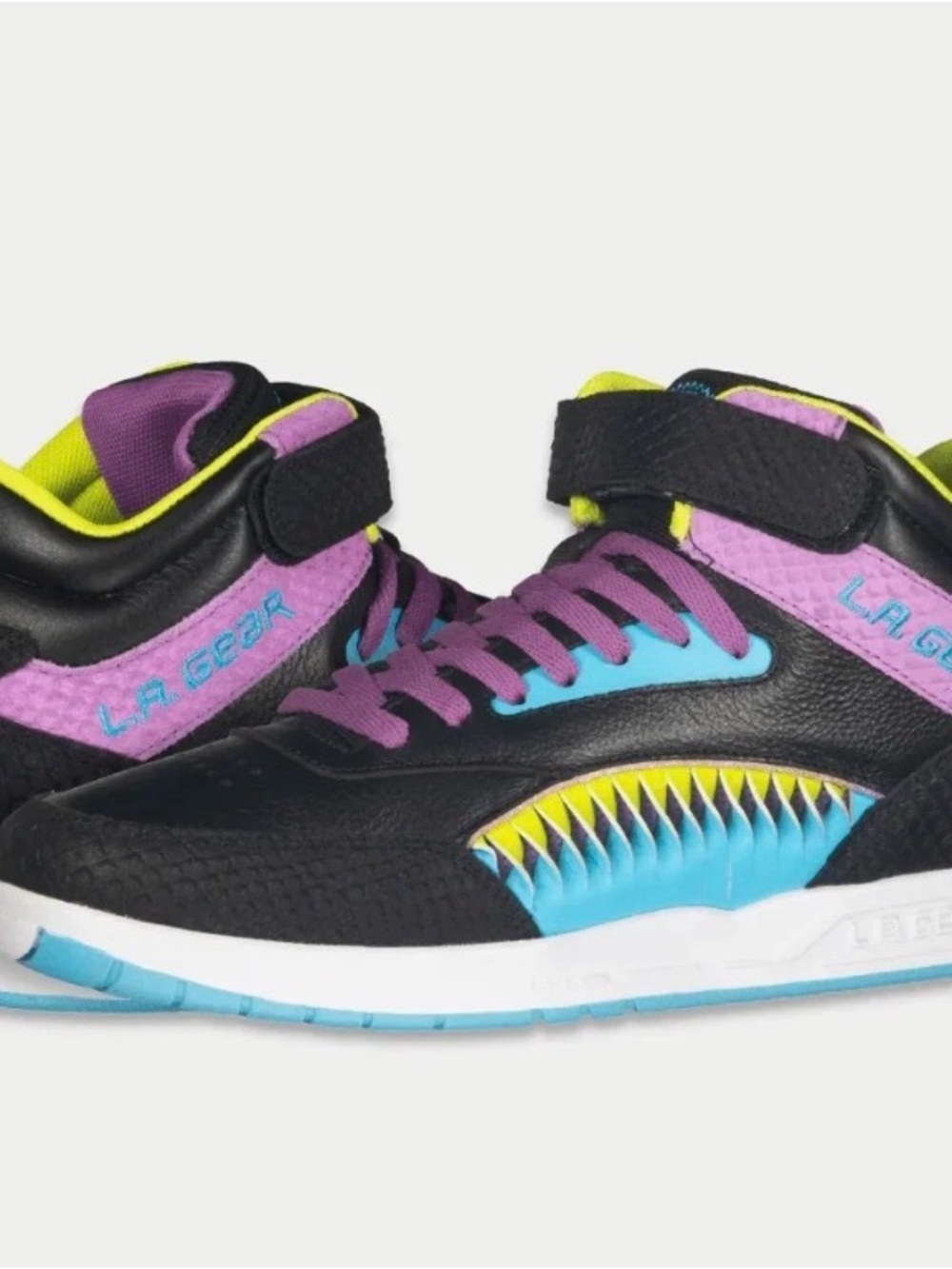 L.A. Gear Black High-Top Sneakers with Purple, Blue & Yellow Accents
